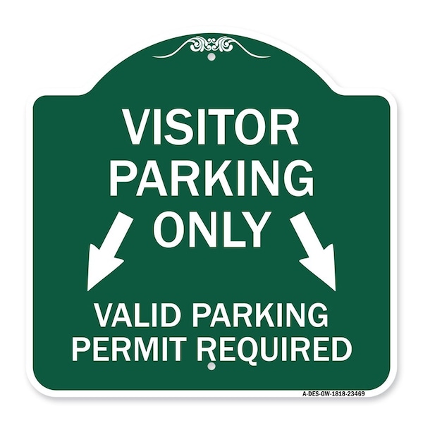 Parking Area Visitors Parking Only Valid Parking Permit Required with Both Side Down, GW-1818-23469